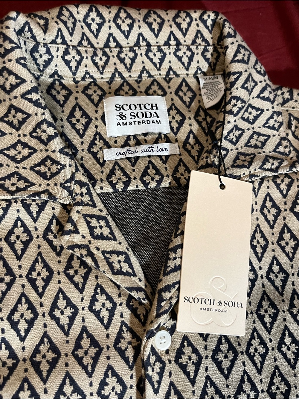 Scotch & Soda Black & Cream Diamond Print Button-Up